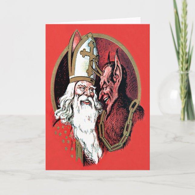 Cartes Pour Fêtes Annuelles Red St Nicholas Krampus (Devant)