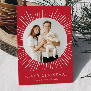 Cartes Pour Fêtes Annuelles Red Sunburst Joyeux Noël 2 Photo