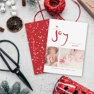 Cartes Pour Fêtes Annuelles Red Sweetest Joy Cute Baby First Christmas Photo