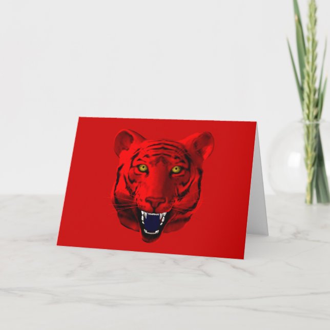 Cartes Pour Fêtes Annuelles Red Tiger (Devant)