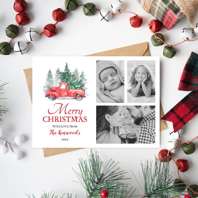 Cartes Pour Fêtes Annuelles Red Truck Christmas Holiday 3 Photo (Créateur téléchargé)