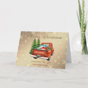 Cartes Pour Fêtes Annuelles Red Truck Pine Tree Joyeux voeux de Noël