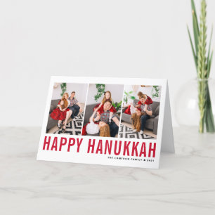 Cartes Pour Fêtes Annuelles Red Typography Happy Hanoukka Photo Collage