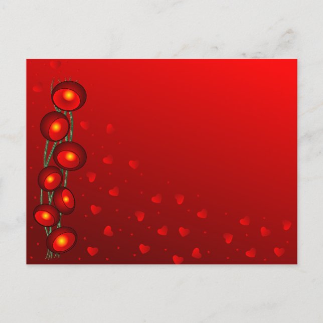 Cartes Pour Fêtes Annuelles Red Valentine flowers with hearts (Devant)