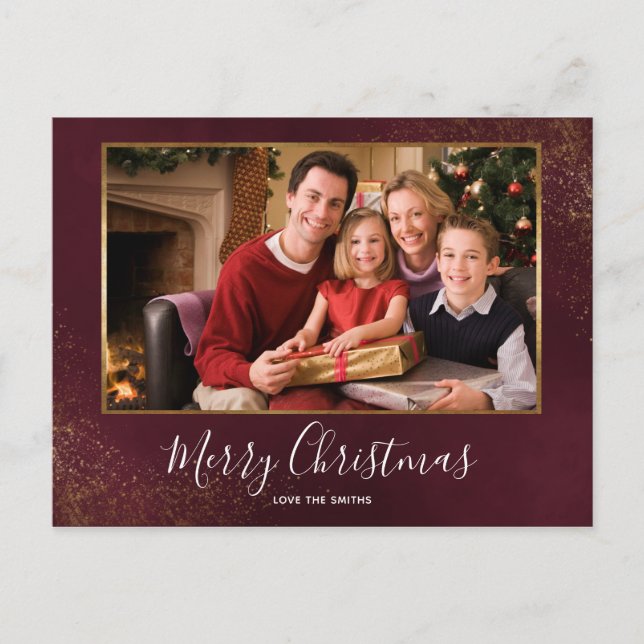 Cartes Pour Fêtes Annuelles Red Velvet Christmas Photo Thank You Postcard (Devant)