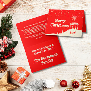 Cartes Pour Fêtes Annuelles Red White Christmas Nativité Mise à jour annuelle