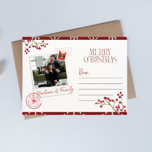 Cartes Pour Fêtes Annuelles Red White Modern Photo Joyeux voeux de Noël