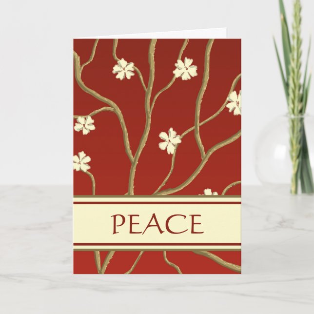 Cartes Pour Fêtes Annuelles Red with Flowering Branches Holiday Card (Devant)