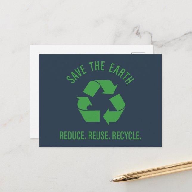 Cartes Pour Fêtes Annuelles Réduire la réutilisation recycler sauver la terre (Devant/Arrière en situation)