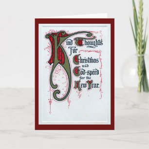 Cartes Pour Fêtes Annuelles Réflexions, Noël et Nouvel An 1912 Vinta