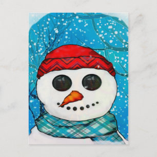 Cartes Pour Fêtes Annuelles Réflexions Noël Snowman Folk Art COLLECTE