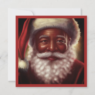 Cartes Pour Fêtes Annuelles Regal souriant noir Père Noël barbe blanche Santa