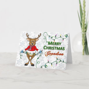Cartes Pour Fêtes Annuelles Reindee Noël- Grand-fils - Lumières
