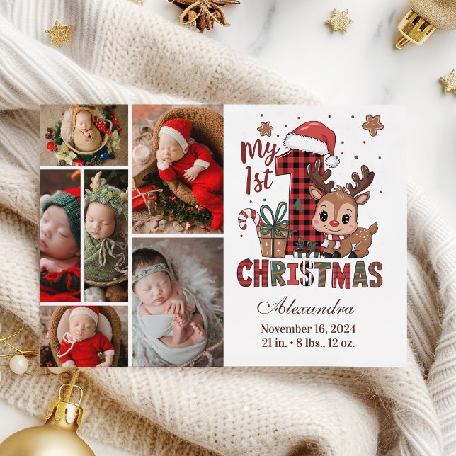 Cartes Pour Fêtes Annuelles Reindeer 6 Photo Premier Noël (Créateur téléchargé)