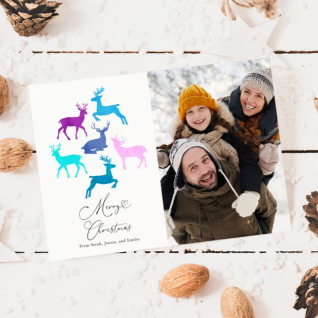 Cartes Pour Fêtes Annuelles Reindeer Candy Pastel Photo de Noël (Créateur téléchargé)