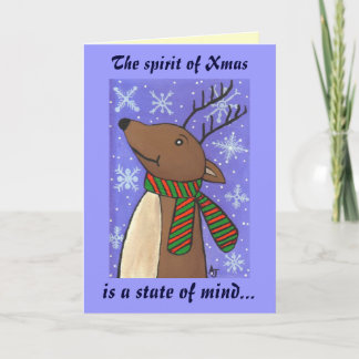 Cartes Pour Fêtes Annuelles Reindeer de Noël - L'esprit de Noël est un état