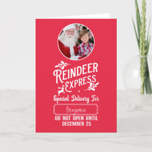 Cartes Pour Fêtes Annuelles Reindeer Express Enfant Nom et photo Noël
