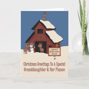 Cartes Pour Fêtes Annuelles Reindeer Farm Grand-fille et fiancée Noël