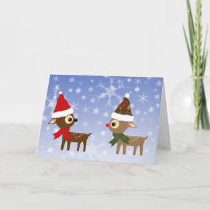 Cartes Pour Fêtes Annuelles Reindeer Friends mignonne Christmas Card