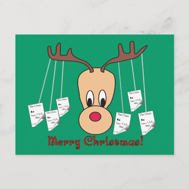 Cartes Pour Fêtes Annuelles Reindeer Pharmacie Joyeux Noël (Devant)