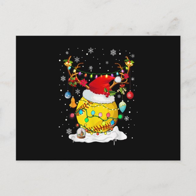Cartes Pour Fêtes Annuelles Reindeer & Santa Hat Softball Funny Softball Maman (Devant)