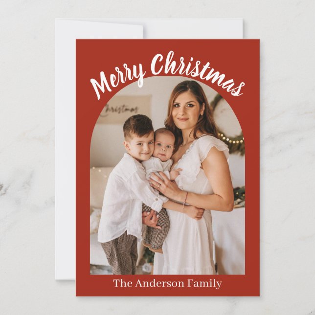 Cartes Pour Fêtes Annuelles Reindeer Sleigh Christmas Photo Pine Trees (Devant)