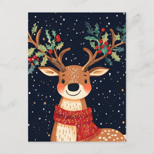 Cartes Pour Fêtes Annuelles Reindeer Starry Noël Twinkle soir