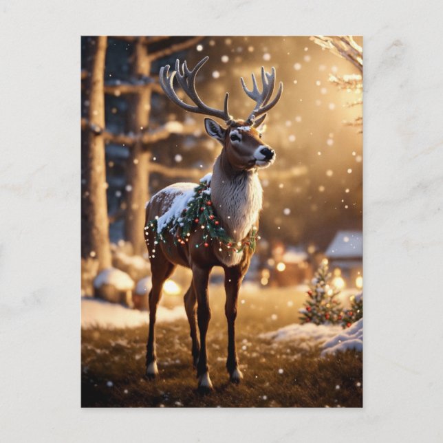 Cartes Pour Fêtes Annuelles Reinder de Noël (Devant)