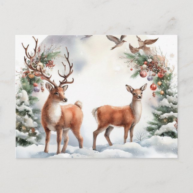 Cartes Pour Fêtes Annuelles Reinder de Noël (Devant)