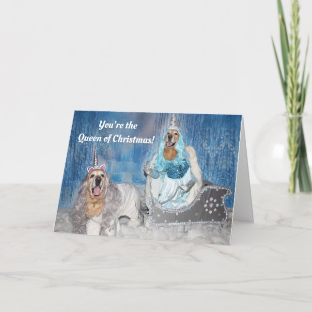 Cartes Pour Fêtes Annuelles Reine de Noël des Golden Retriers (Devant)