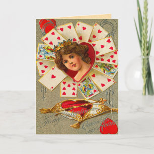 Cartes Pour Fêtes Annuelles Reine vintage des coeurs
