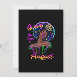 Cartes Pour Fêtes Annuelles Reines Féminines Nées En Août Anniversaire Noir