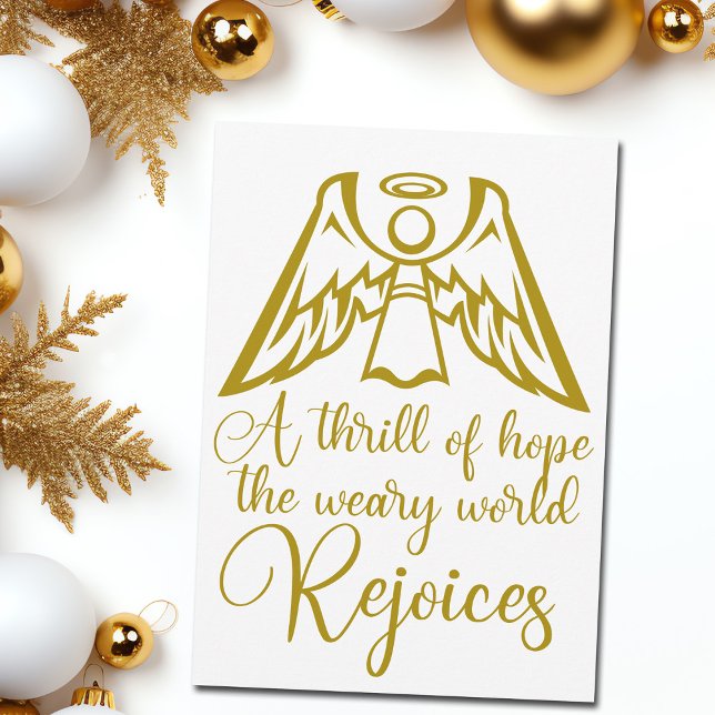 Cartes Pour Fêtes Annuelles Rejoice Angel Elegant Or Noël religieux (Créateur téléchargé)