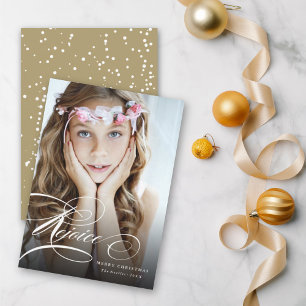 Cartes Pour Fêtes Annuelles Rejoice Classic Script Photo de Noël Religieux