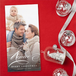 Cartes Pour Fêtes Annuelles Rejoice Classic Script Religious Christmas Photo