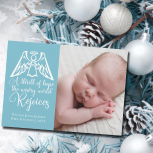 Cartes Pour Fêtes Annuelles Rejoice Elegant Baby Boy Photo Blue Christmas