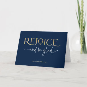 Cartes Pour Fêtes Annuelles Réjouissez-vous Élégant Noël Religieux Faux Or