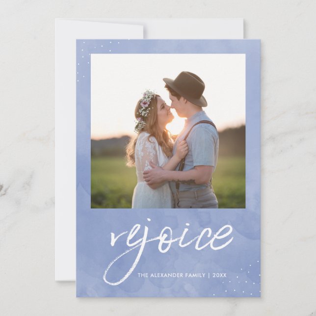 Cartes Pour Fêtes Annuelles Réjouissez-vous et soyez heureux Photo de Noël (Devant)