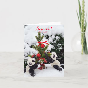Cartes Pour Fêtes Annuelles Réjouissez-vous Noël Nouvel An Pandas en jeu