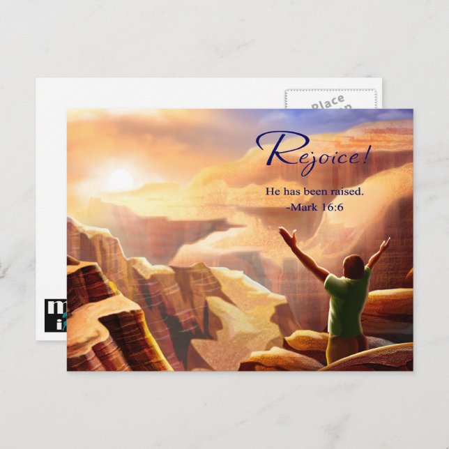 Cartes Pour Fêtes Annuelles Réjouissez-vous. Pâques religieuses chrétiennes (Devant / Derrière)