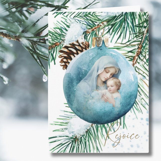 Cartes Pour Fêtes Annuelles Religieuse Mère Marie Jésus Aquarelle Noël (Créateur téléchargé)