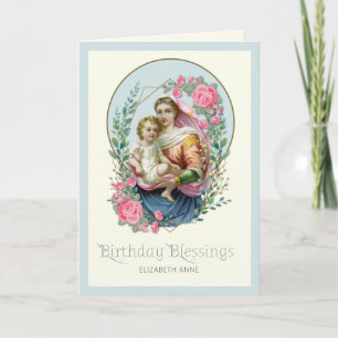 Cartes Pour Fêtes Annuelles Religieuse Vierge Marie Jésus Catholique Anniversa
