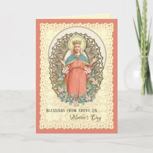 Cartes Pour Fêtes Annuelles Religieuse Vierge Marie Rose Fête des mères cathol