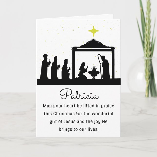 Cartes Pour Fêtes Annuelles Religieux avec le nom Joyeux Noël (Devant)