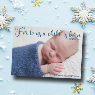 Cartes Pour Fêtes Annuelles Religieux Baby Boy Photo Noël Simple Élégant