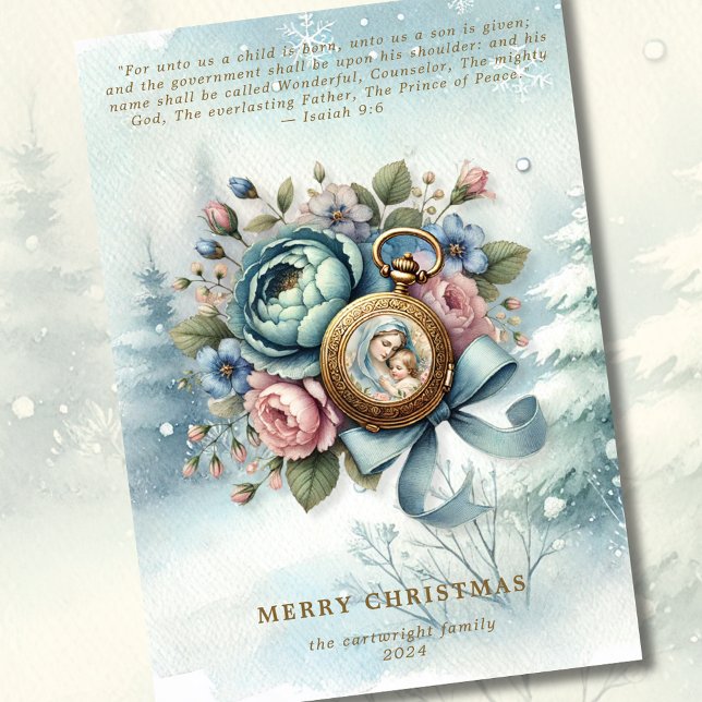 Cartes Pour Fêtes Annuelles Religieux Floral Noël Nativité Écriture (Créateur téléchargé)