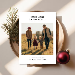 Cartes Pour Fêtes Annuelles Religieux Jésus Lumière du Monde Famille Photo