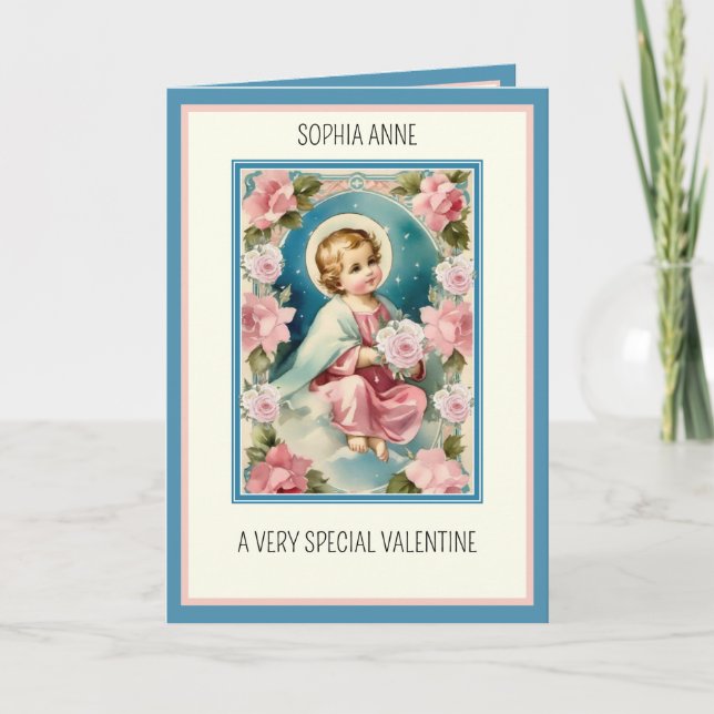 Cartes Pour Fêtes Annuelles Religieux Jésus Valentin pour garçon ou fille (Devant)