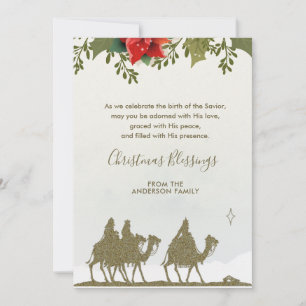 Cartes Pour Fêtes Annuelles Religieux Noël Trois Rois Poinsettia 