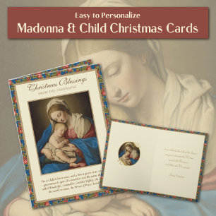 Cartes Pour Fêtes Annuelles Religieux Noël Vierge Marie Jésus Vintage